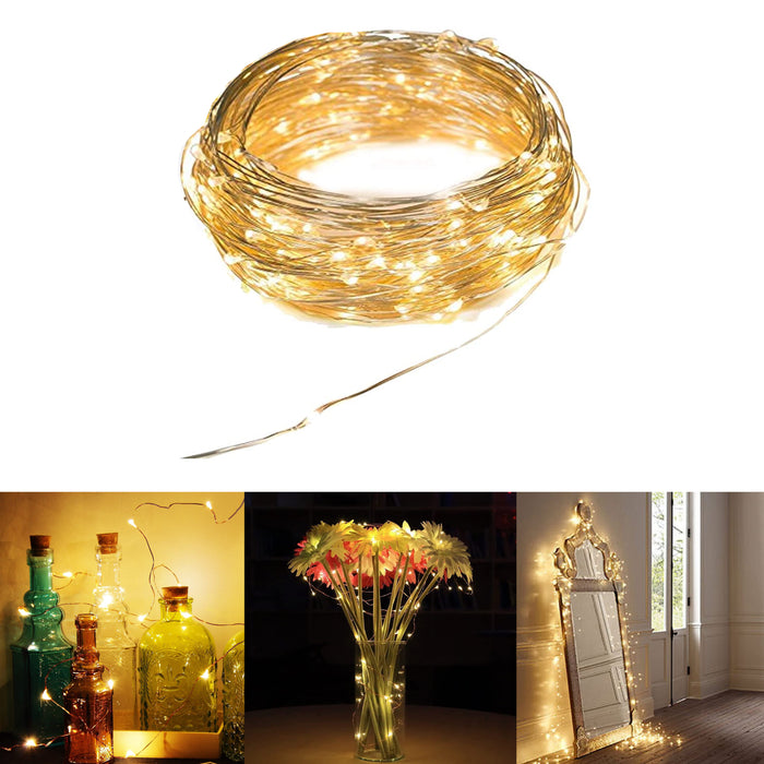 1 Pk Fairy String Lights 50 LED Battery Micro Rice Wire Copper 17 Ft Party Warm