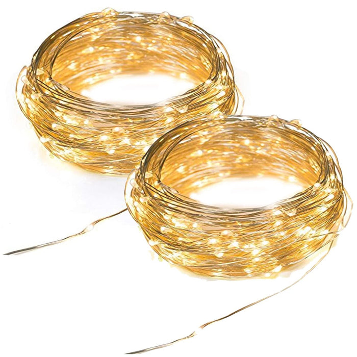 2 Pks Copper Wire Fairy String Lights Warm Battery Mini Micro 50 LED 17 Ft Each