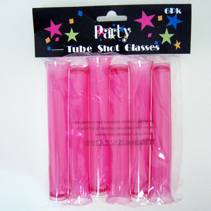 24 Party Tube Shot Glasses Test Clear Neon Plastic Shooter Bar Luau Birthday New