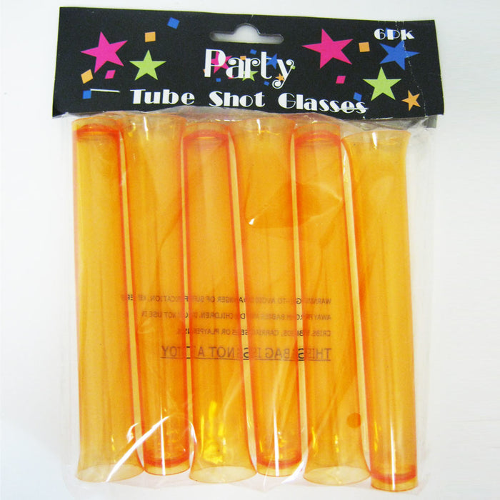 12PC Flourescent Neon Plastic Party Test Tube Shot Glasses Shooters 51/2" Bar