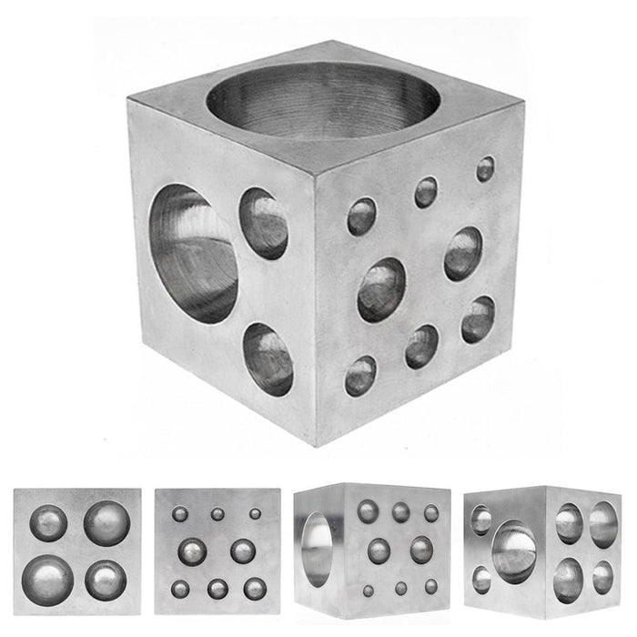 1 Steel Dapping Block 2" Square Cube Punch 18 Cavities Form Doming Jewelry Tool