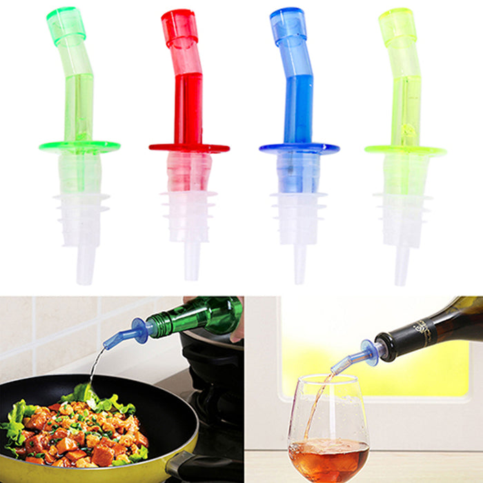 4 Pc Liquor Spirit Pourer Free Flow Oil Wine Bottle Pour Spout Stopper Plastic