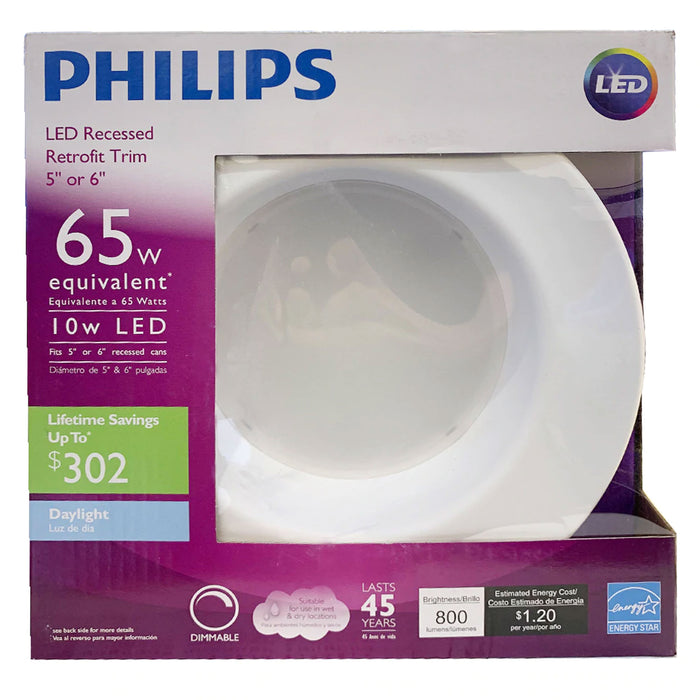 1 Philips LED Recessed Ceiling Light Retrofit Trim Dimmable Downlight 65W 5" 6"