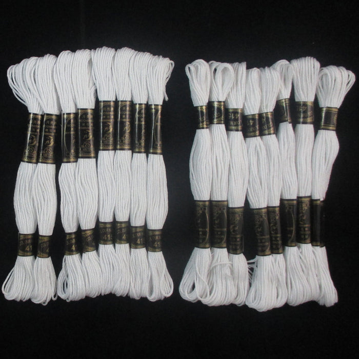 16 White Stranded Cross Stitch Cotton Embroidery Thread Floss Sewing Skeins New
