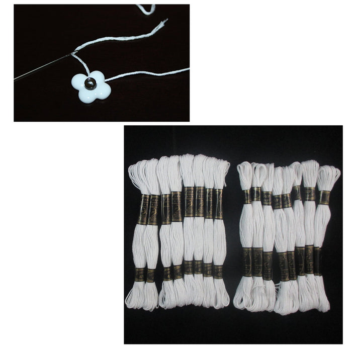 16 White Stranded Cross Stitch Cotton Embroidery Thread Floss Sewing Skeins New