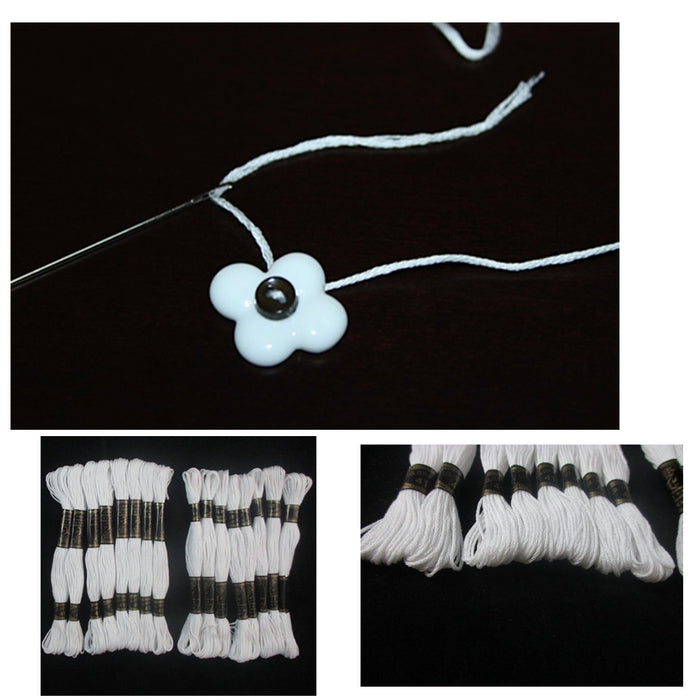 16 White Stranded Cross Stitch Cotton Embroidery Thread Floss Sewing Skeins New