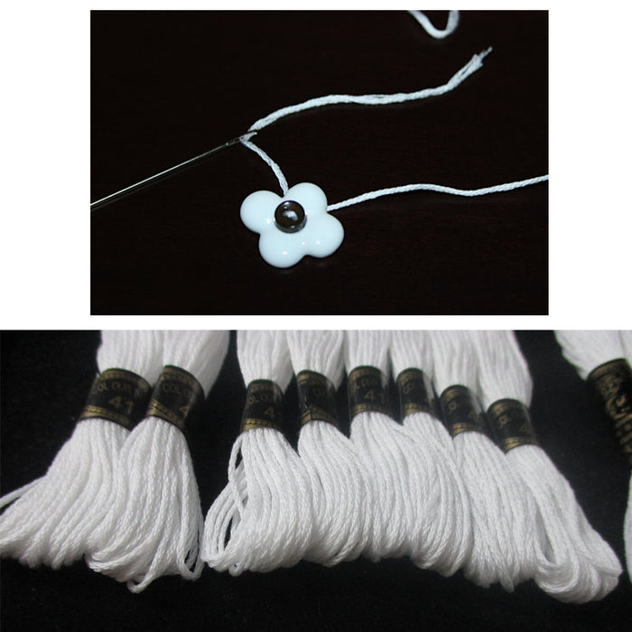 24 White Stranded Stitch 100% Cotton Embroidery Thread Floss Sewing Skeins Craft