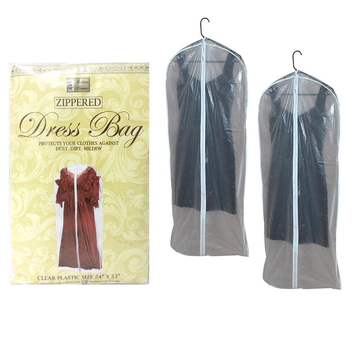 2 x Dress Garment Storage Bag 53" Protective Suit Cover Gown Storage Dust Travel