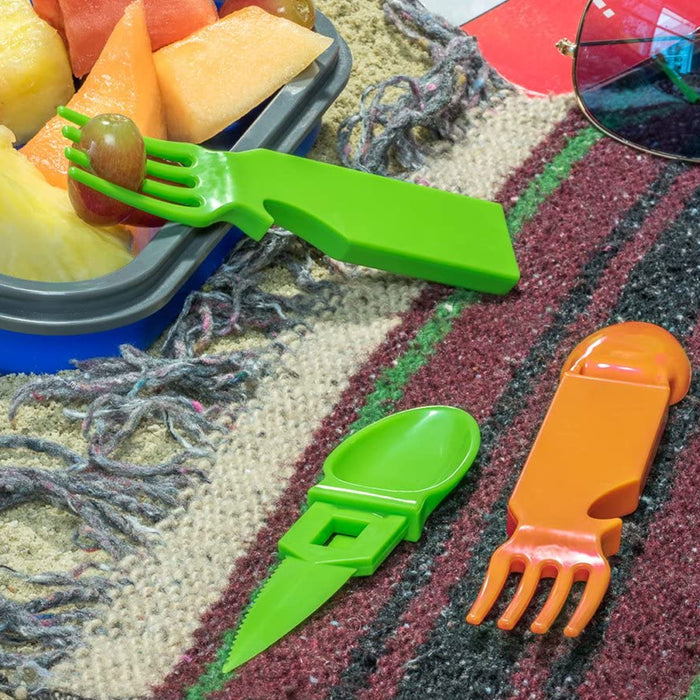 4 X Outdoor Travel Camping Utensils Set Fork Spoon Knife Bottle Opener BPA Free