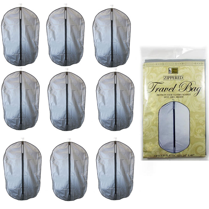 10 Garment Storage Bag 40" Grey Plastic Dustproof Clothes Gown Suit Travel Cover