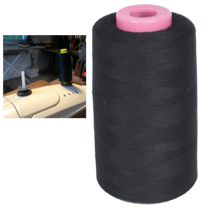 12 Big Spool Sewing Embroidery Thread Polyester Black 1500 Yard Upholstery Craft