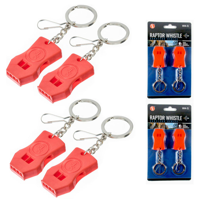 4 Pc Raptor Survival Whistle Emergency Signal Outdoors Rescue Camping Hiking