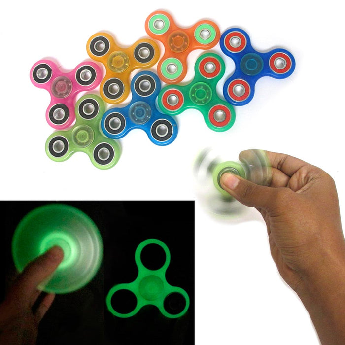6 Gyro Tri-Spinner Fidget Glow In Dark Toy EDC Hand Finger Spinner Focus ADHD