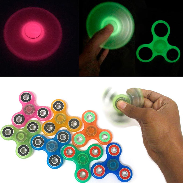 12 Fidget Hand Spinner Toy Anxiety Stress Relief Focus Glow In The Dark Metallic
