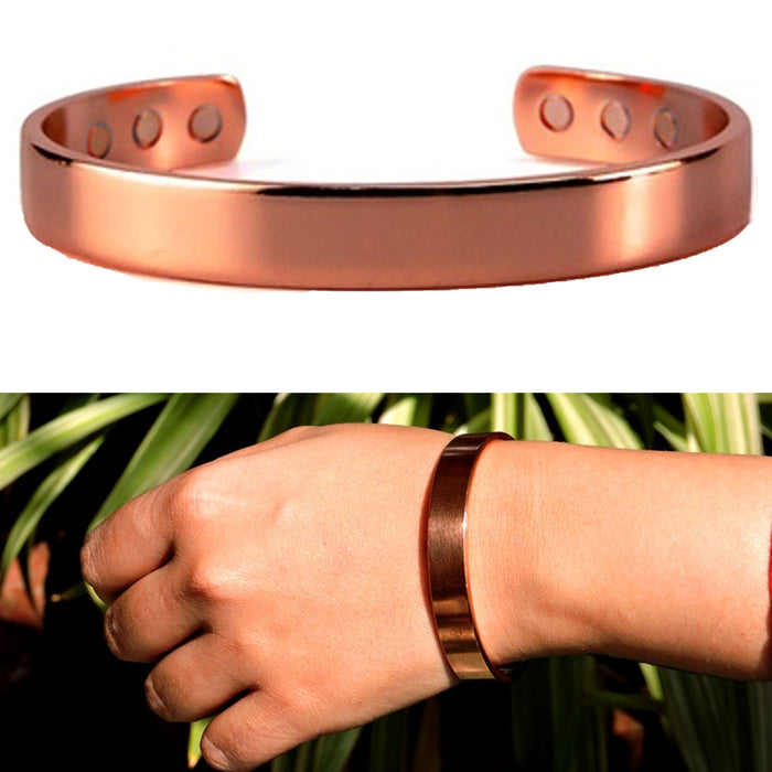 1 Pc Pure Copper Solid Thick Magnetic Cuff Bracelet Bangle Arthritis Pain Relief