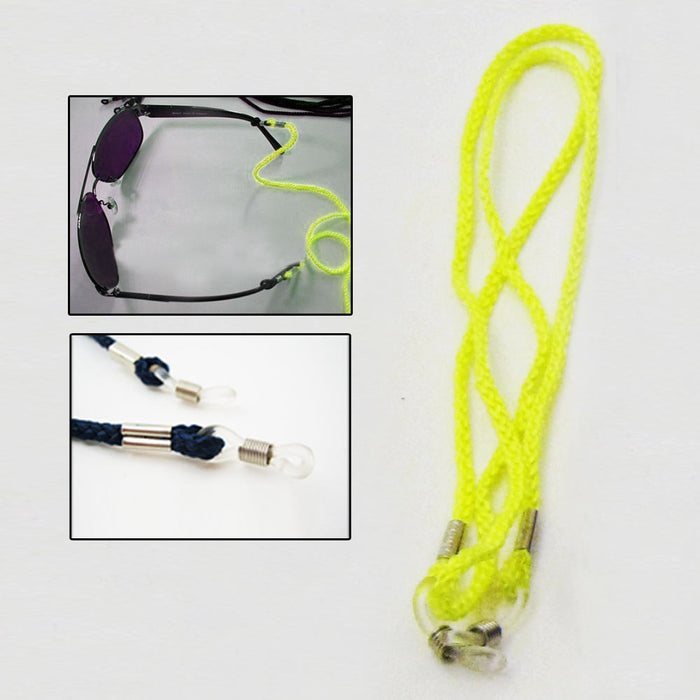 2PC Neon Yellow Braided Lanyard Sunglasses Glasses Eyewear Nylon Retainer Straps