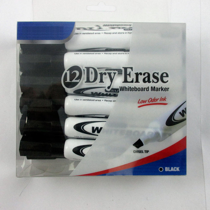 Basics 12-Pack Low-Odor Chisel Tip Dry Erase White Board Markers -  Black - Imported Products from USA - iBhejo