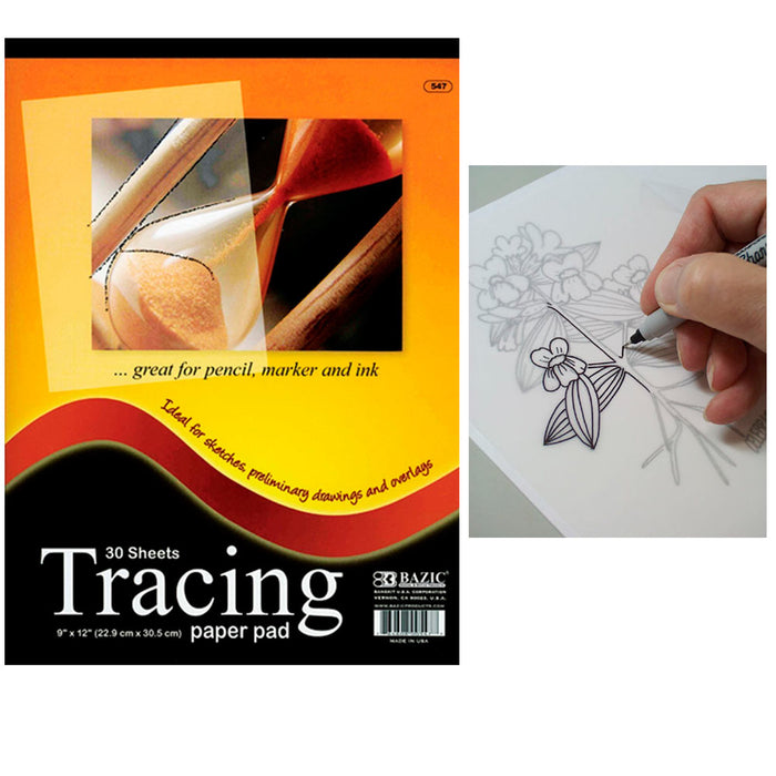 5 Pcs Tracing Paper Pads 9 x 12 Inch Premium Quality 30 Sheets Sketch Draw Art