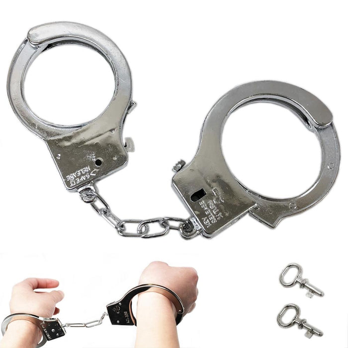 Police Handcuffs Policeman Role Play Kids Boys Cuff Toy Novelty Costume Props