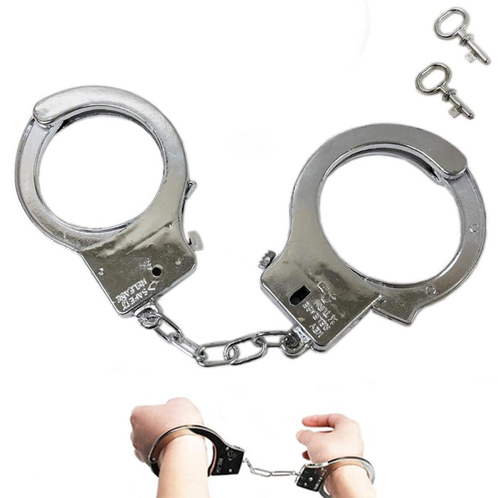 2 Play Handcuffs Costume Props Police Role Play Toy Novelty Boys Adult Kids Cuff