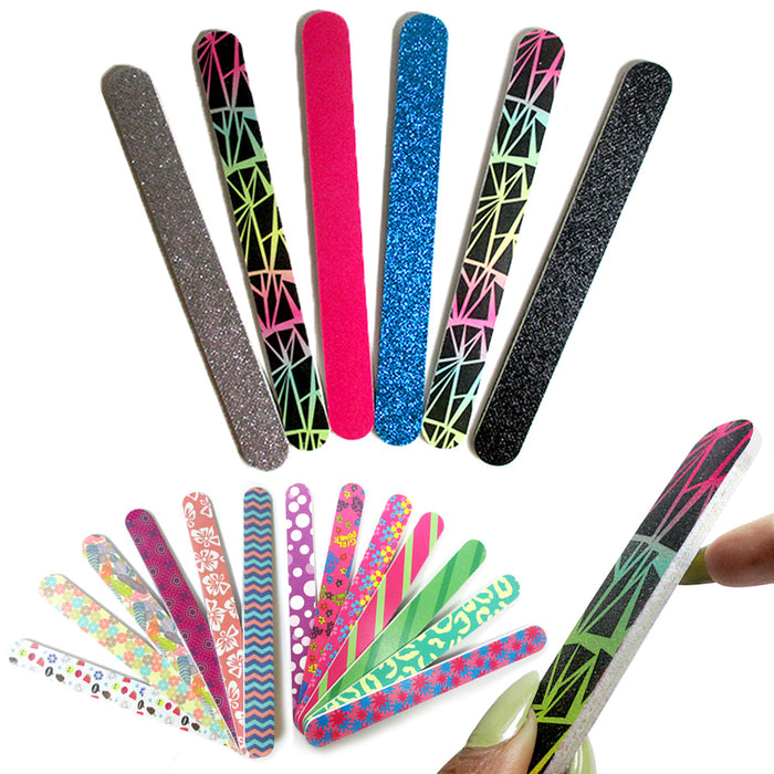 6 Double Sided Nail File Emery Board Manicure Pedicure Gift Set Design Lot New
