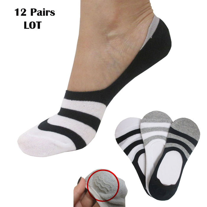 12 Pairs No Show Nonslip Socks Cotton Invisible Loafer Boat Liner Low Cut Unisex