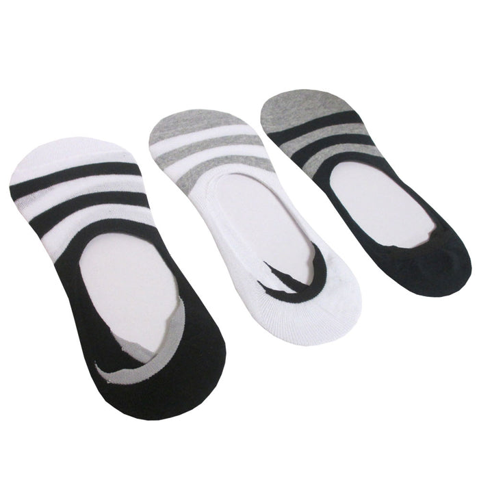 3 Pairs Invisible No Show Socks Unisex Nonslip Loafer Low Cut Solid Cotton 10-13