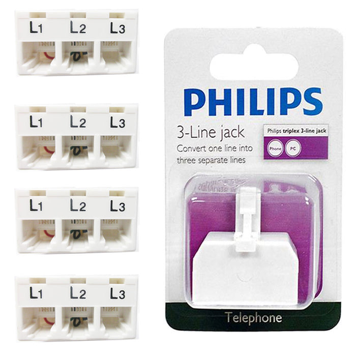 5 Pack 3 Way Phillips Phone Jack Splitter Telephone Line Converter Outlet Plug