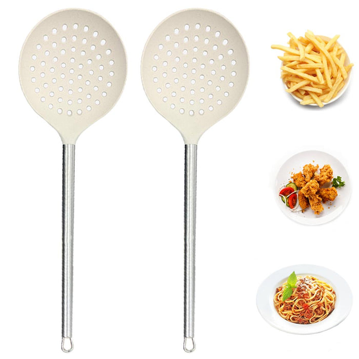 2 Skimmer Slotted Spoon Stainless Steel Strainer Cooking Draining Frying Kitchen