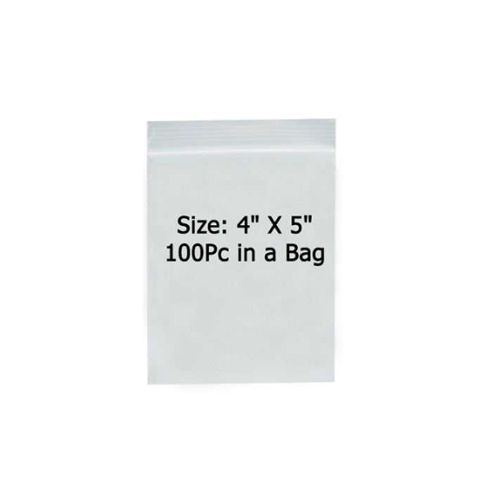 100 Pc Self Locking Clear Bags Single Zipper W 4x 5 H Poly Zip Lock Bag 2 Mil