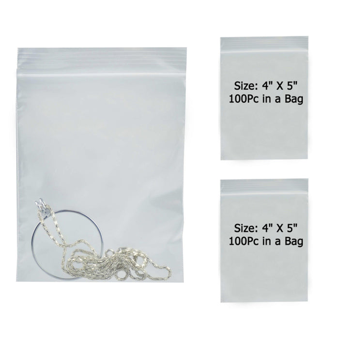200ct 2mil Clear Reclosable Resealable 4 x 5 Poly Plastic Bags Jewelry