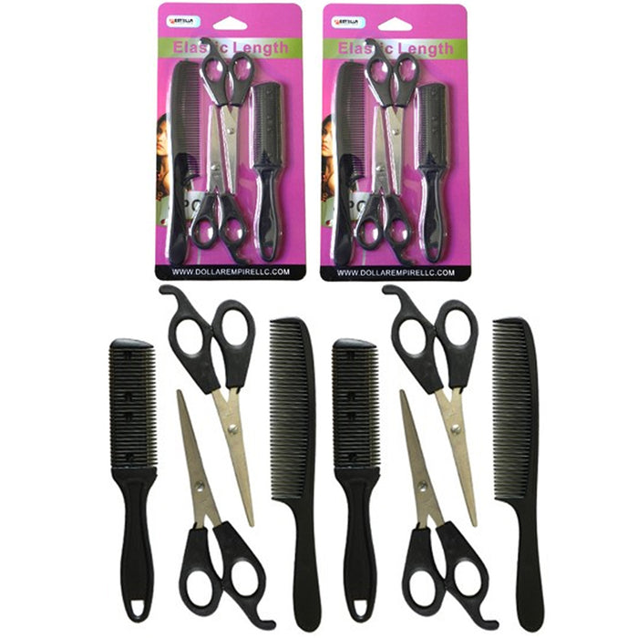 4 Scissors + 4 Combs Hair Styling Set Cutting Shears Hairdressing Professional