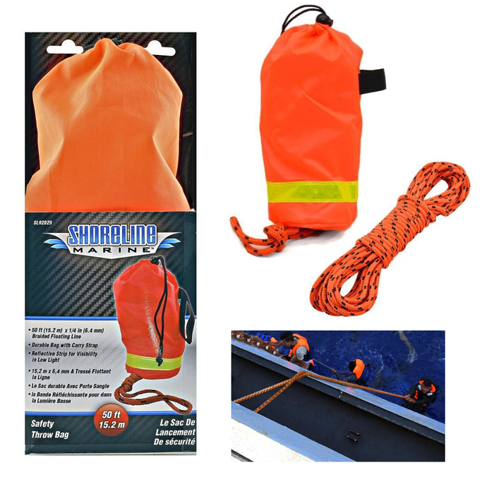 1 Shoreline Marine Throw Rope Rescue Line Reflective Boat Anchor Safety Bag