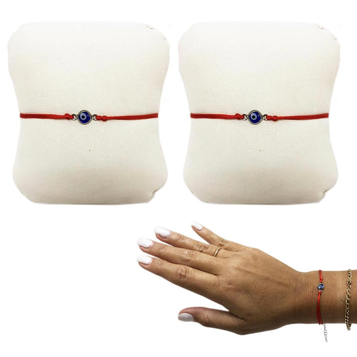 2 Evil Eye Red String Kabbalah Bracelet Mati Nazar Bead Lucky Charm Protection