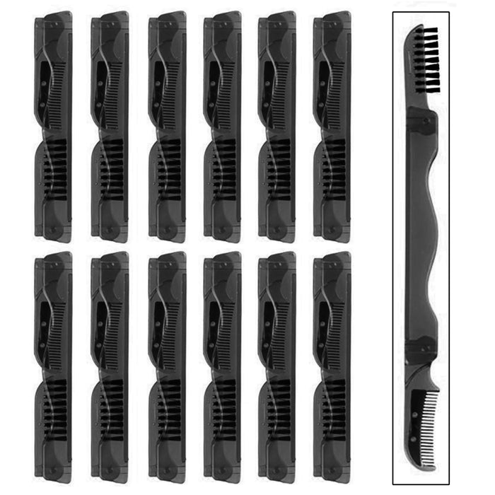 12 Pk Folding Eyelash Comb Eyebrow Brush Metal Teeth Eyelash Separator Mascara