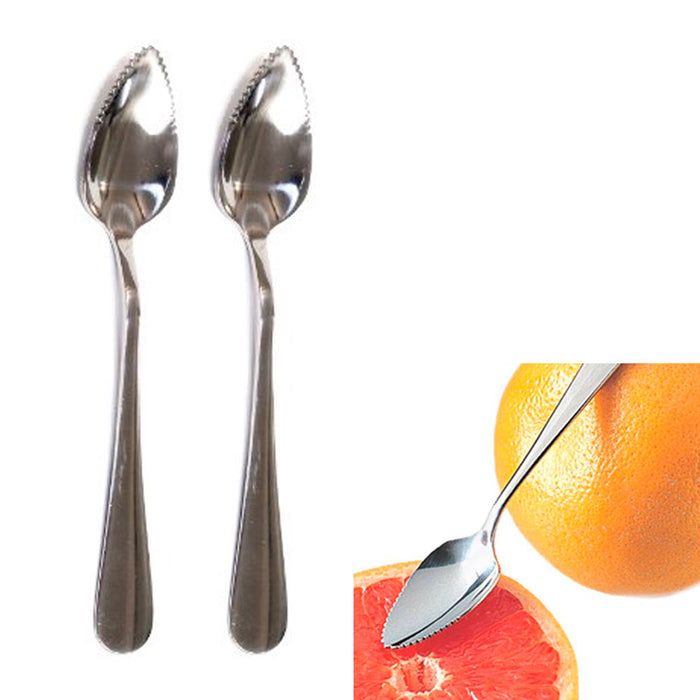 2 Grapefruit Spoon Set Stainless Steel Serate Edge Flatware Dessert Cirtus Fruit