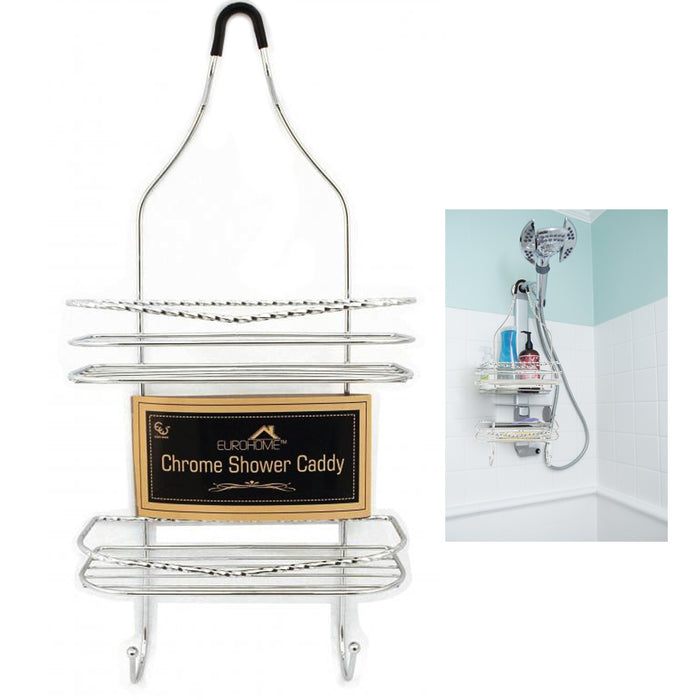 Over the Door Bathroom Shower Caddy Chrome Storage Organizer Shelves Soap Razor