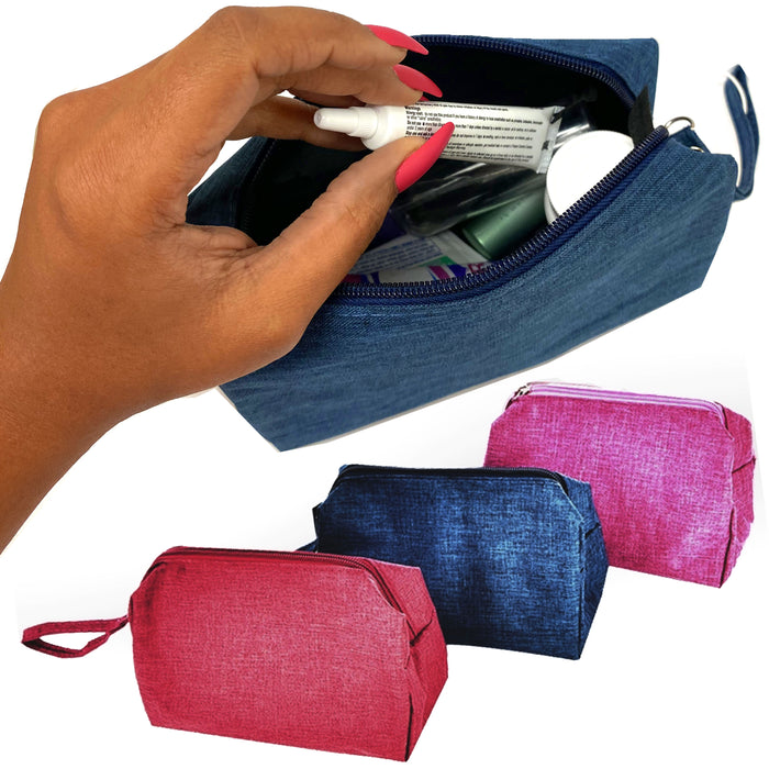 2 Pc Travel Make Up Toiletry Bag Zippered Pouch Cosmetic Organizer Case Purse