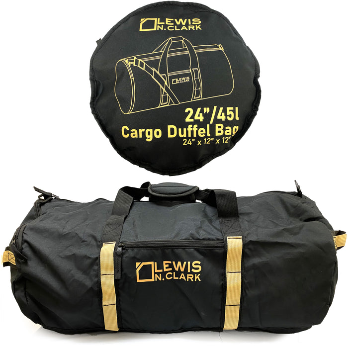 Lewis N Clark 24" Barrel Duffle Bag Self Packable Packaway Sports Gym Tote Black