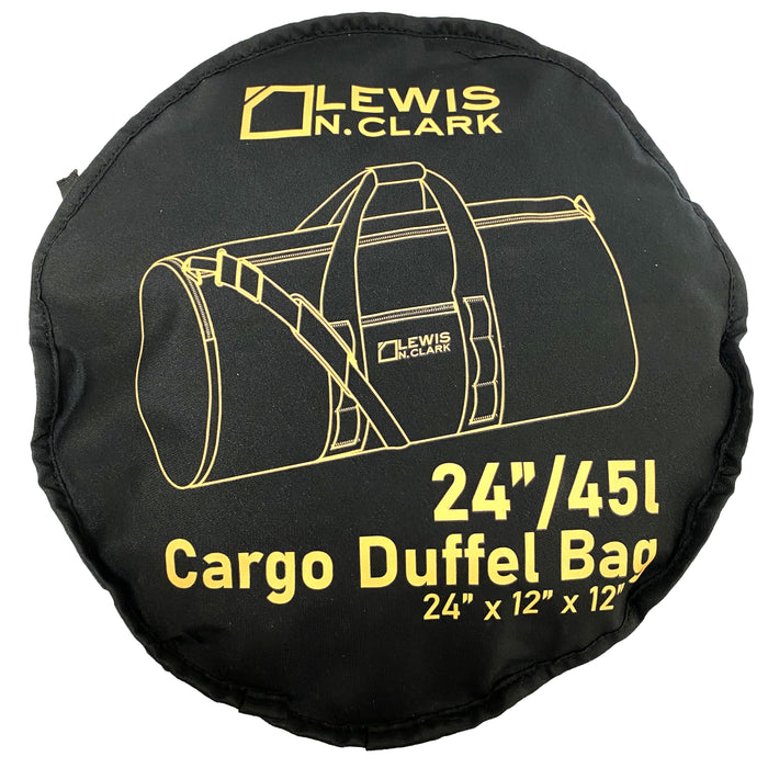 Lewis N Clark 24" Barrel Duffle Bag Self Packable Packaway Sports Gym Tote Black