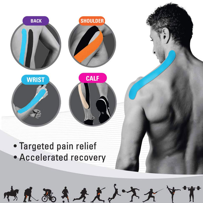 20 Ct Precut Strips Elastic Kinesiology Tape Muscle Sports Running Therapeutic