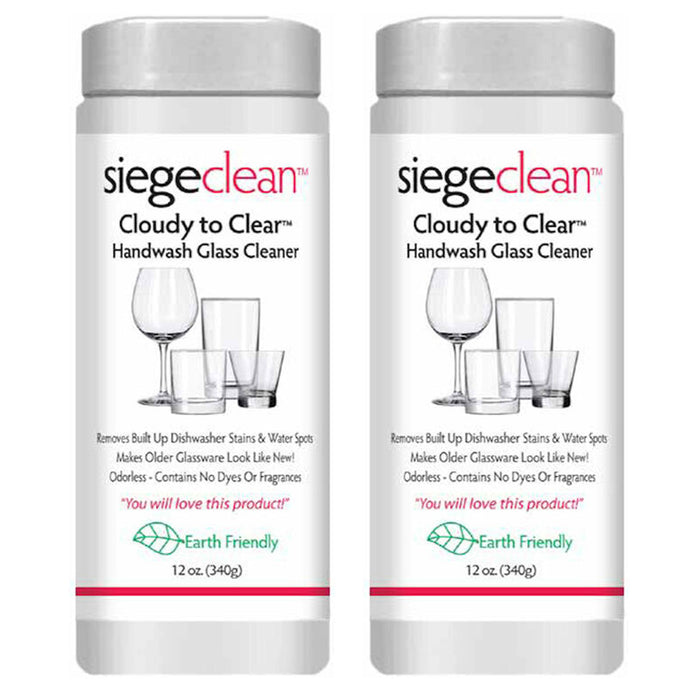 2 Pc Crystal Clear Glassware Cleaner Shine Glass Dishes Eco Friendly Powder 12oz