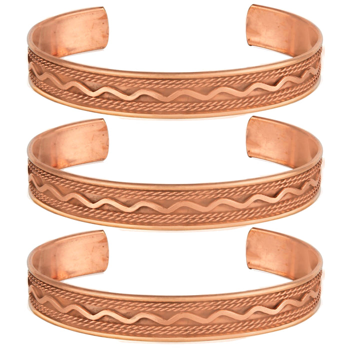 3 Healing Energy Pure Copper Jewelry Bracelets Cuff Bangle Arthritis Pain Relief