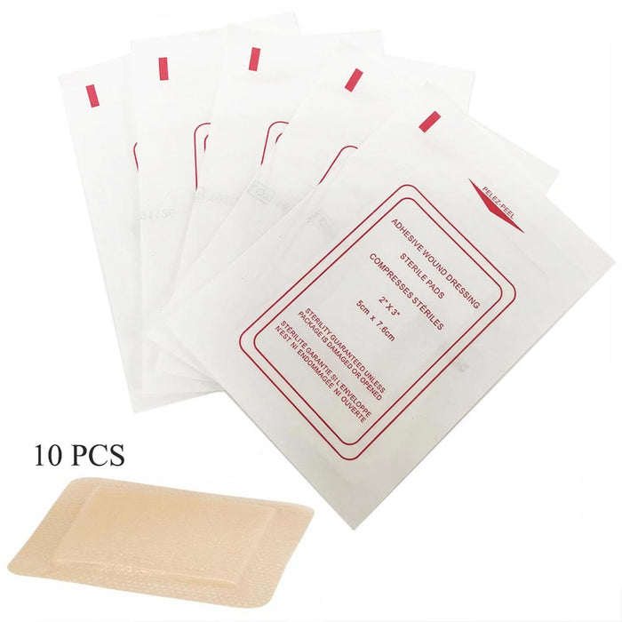 10PC Adhesive Bandages Sterile Wrap 2"X3" Pads First Aid Medical Wound Dressing