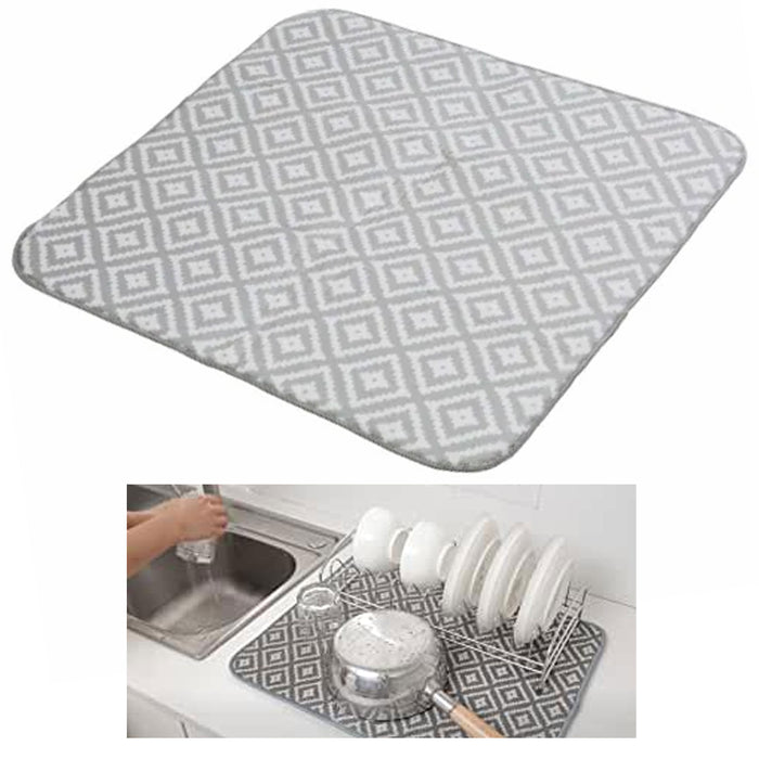 2 Pc Large Super Absorbent Dish Drying Mat Cushion Pad Rack Honey Can Do 16x18