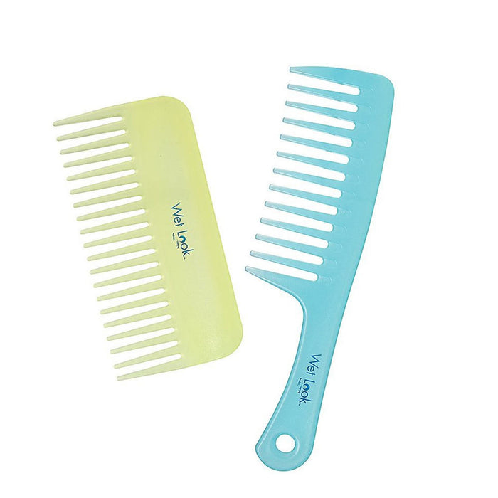 2 Hair Wide Tooth Combs Fine Plastic Shower Beach Detangling Wet Dry Style New