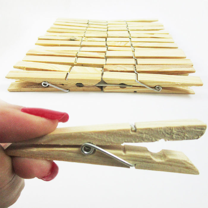 60 Wood Wooden 2 3/4" Inch Large Spring Clothespins Laundry Clothes Pins Crafts