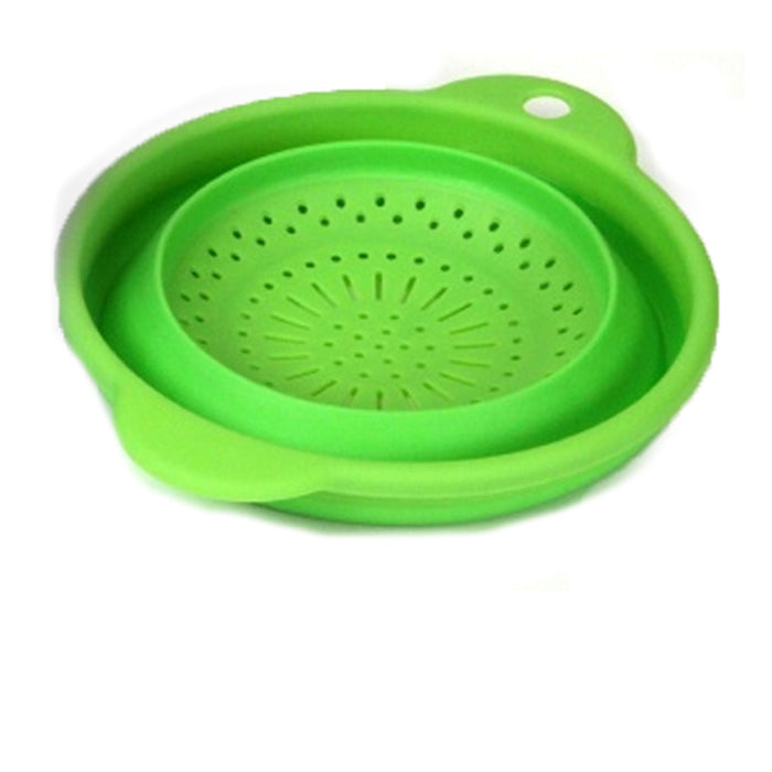 2 Pack Collapsible Colander Set Silicone Kitchen Strainer Draining Pasta Fruit