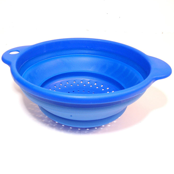 2 Pack Collapsible Colander Set Silicone Kitchen Strainer Draining Pasta Fruit
