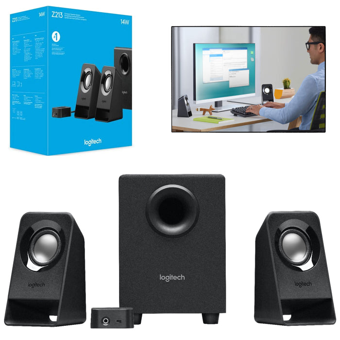 Logitech Multimedia Speaker System Z213 2.1 Compact Desktop Portable Speakers